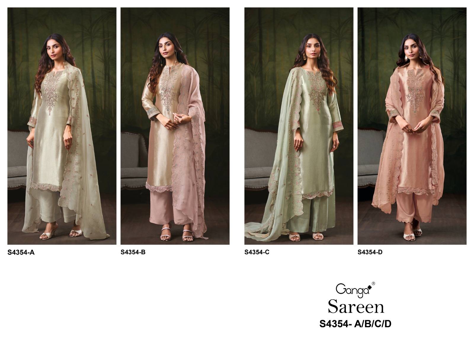 SAREEN 4354 Series By Ganga Fashion Stylish Beautiful Colourful BEMBERG SILK Dresses At Wholesale Price
